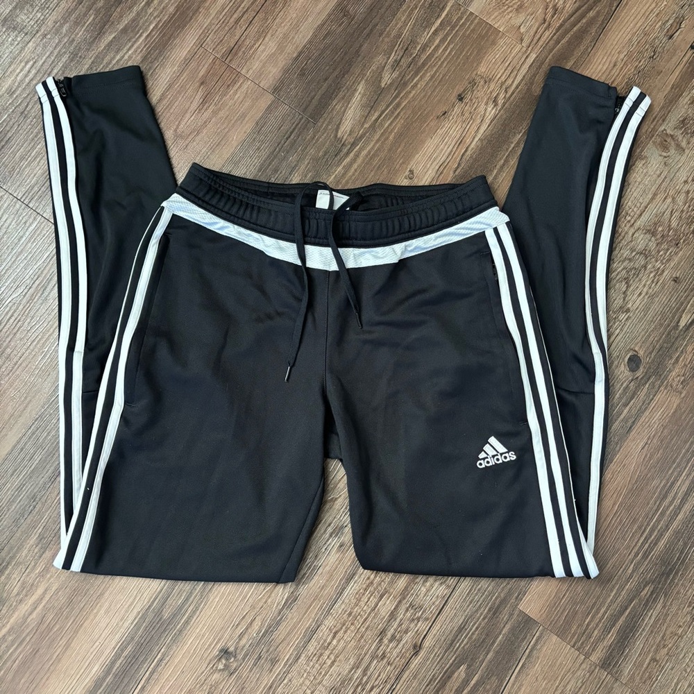 Adidas Black Track Pants with Zippers Pockets and Sides Size S